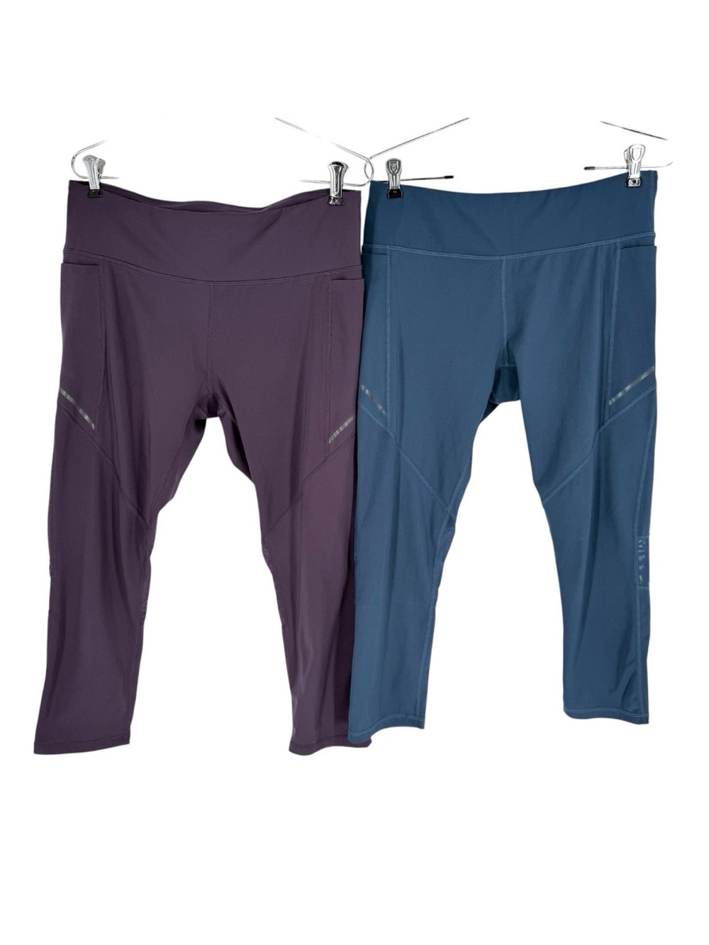 Set of 2 Road Runner Sports Leggings Womens Size Large Purple Blue Cropped